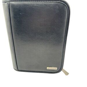 Franklin Covey Black Vegan Leather Zippered Binder Compact Sz Organizer 6 Rings